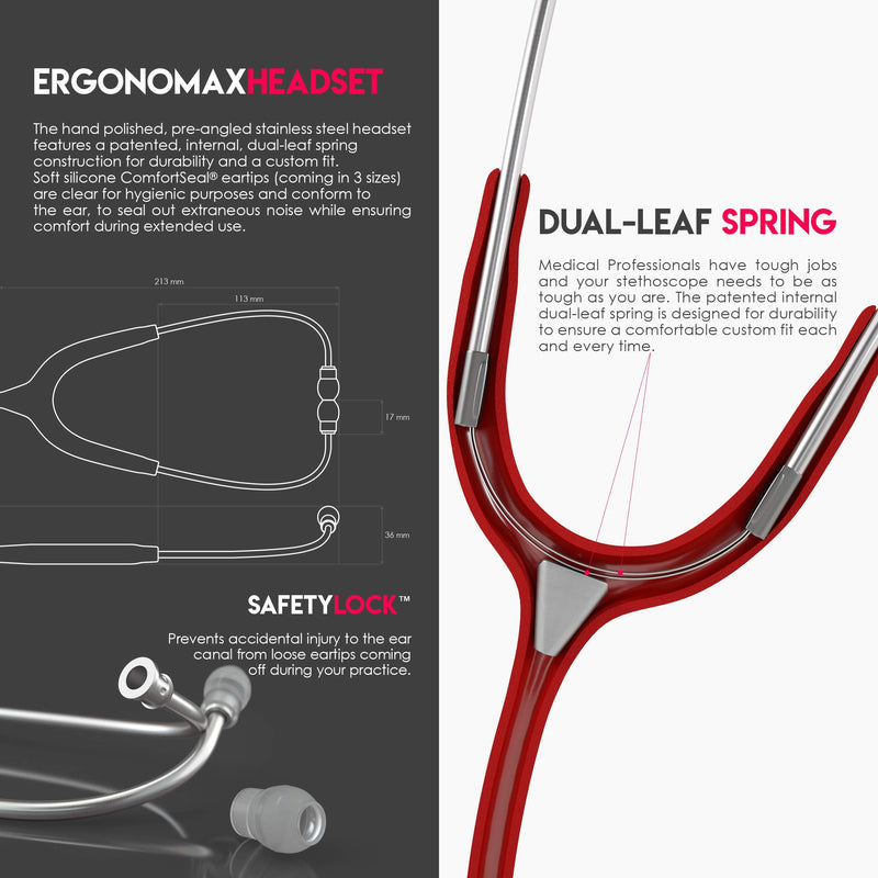 [Australia - AusPower] - MDF Instruments MD One Stainless Steel Stethoscope, Adult, BurgandyTube + LUMiNiX Medical Professional Penlight 