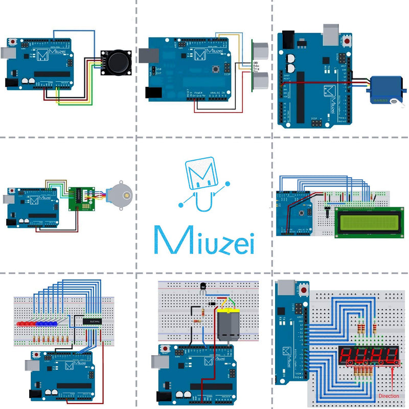 Miuzei Starter Kit for Arduino R3 Microcontroller 169 Pieces Tutorial | Servo Motor, Breadboard & Sensors, 30 German Lessons, Compatible with Arduino IDE, No Soldering Needed, Ideal for Beginners Professional Starter Kit