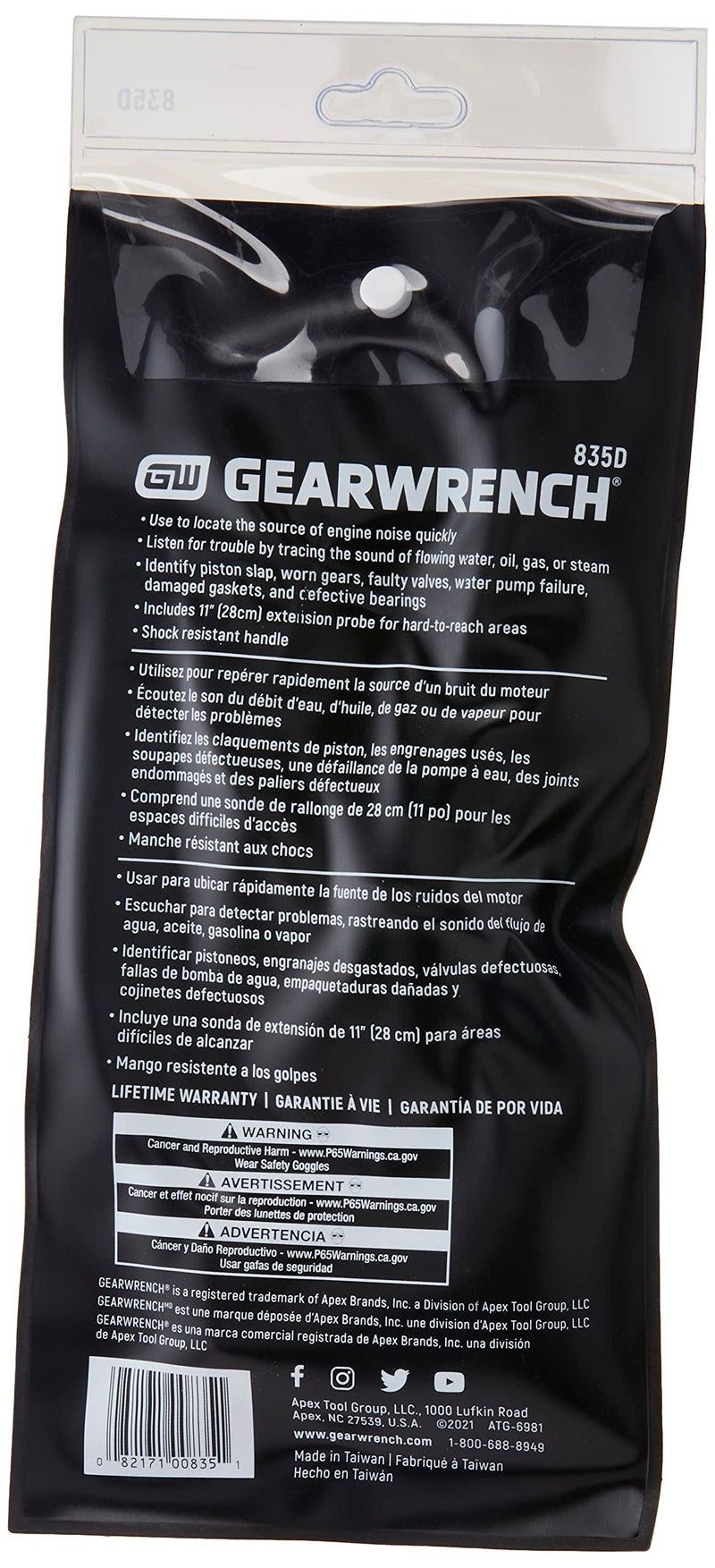 [Australia - AusPower] - GEARWRENCH Mechanic's Stethoscope - 835D 