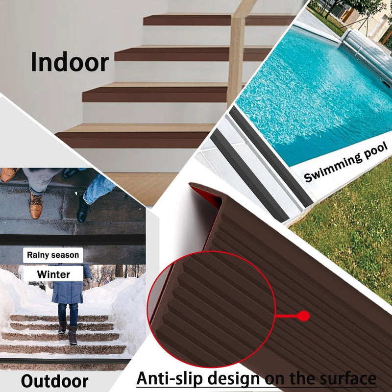 Stair Nosing 10ft Anti-Slip Stair Edge Protector Stair Nose Molding Trim Vinyl Rubber,Waterproof Self Adhesive Stair Edging Staircases for Outdoor & Indoo Yellow 1
