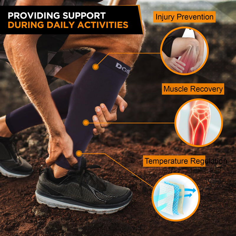 [Australia - AusPower] - Doc Miller Compression Calf Sleeve for Men & Women, Premium Medical Grade, 20-30mmHg Graduated, Shin Splints, 1 Pair Medium Black 