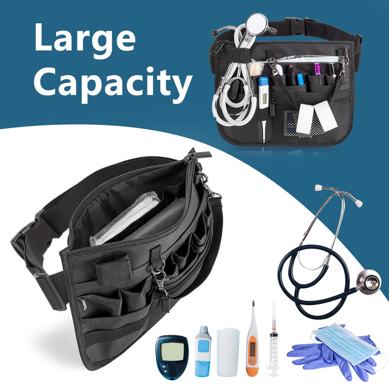 [Australia - AusPower] - Damero Nurse Fanny Pack, Nurse Waist Bag with Tape Holder, Nurse Tool Belt for Stethoscopes, Bandage Scissors and Other Medical Supplies, Black 