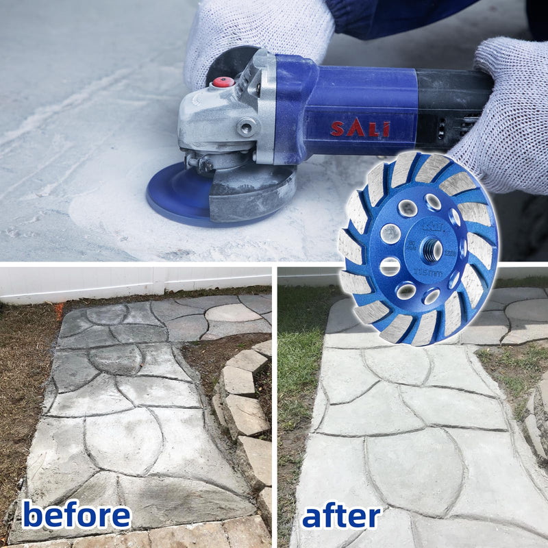 [Australia - AusPower] - SALI 4.5 Inch Concrete Grinding Wheels 14 Turbo Diamond Segments 5/8-11 Arbor Diamond Grinding Wheel Fit for Paint, Epoxy, Mastic, Coating Removal Segment Turbo 1.0 