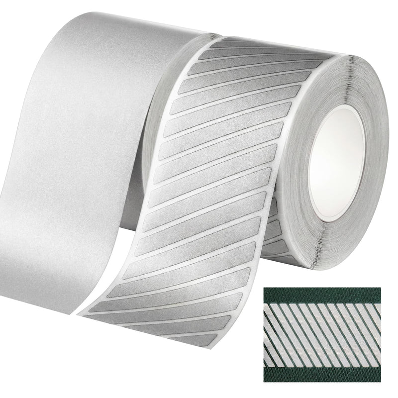 Crowye 2 Pcs 2" x 33ft/11 Yard High Visibility Reflective Heat Transfer Vinyl Tape Silver Iron on Fabric Clothing Tape Safety Heat Transfer Film Supplies for Shirts, 2 Styles(Stripe, Plain, Silver) Stripe, Plain