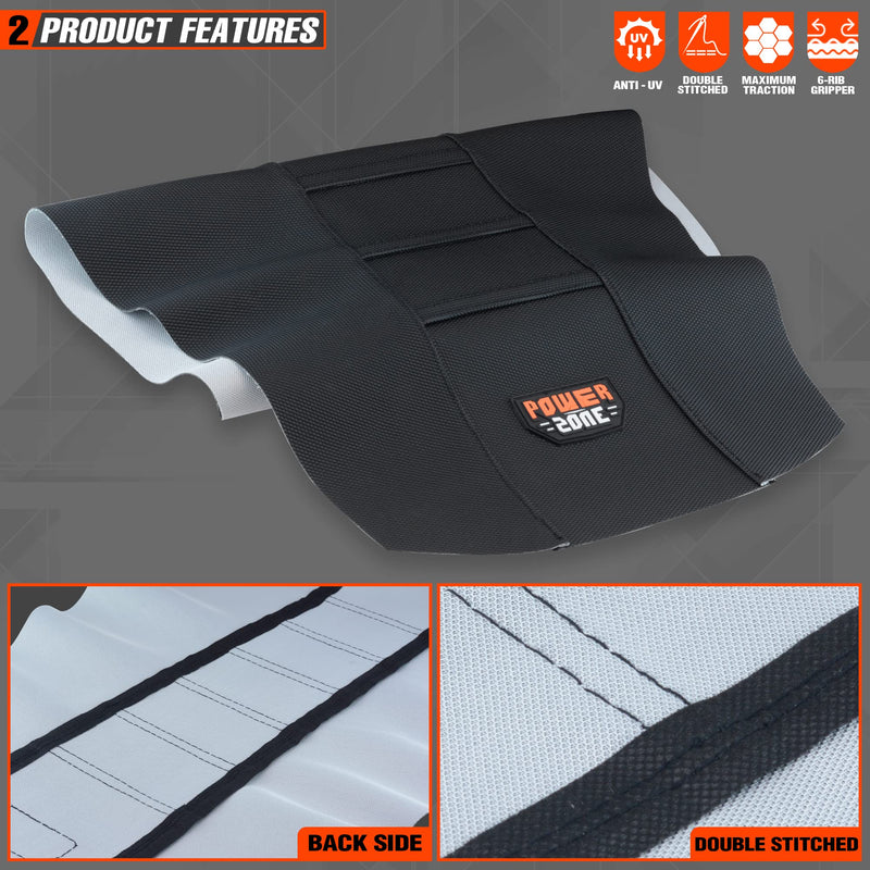 Universial Dirt Bike Seat Cover - Soft Ribbed Rubber Seat Covers for Motorcross Enduro (Black-2) White