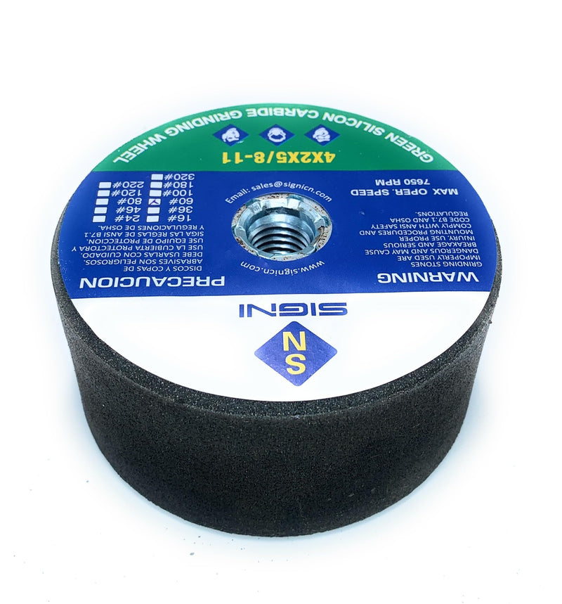 SIGNI 4-Inch Green Grinding Stone,4X2X5/8-11 Threaded Arbor, 60 Grit Abrasive Grinding Wheel for Angle Grinder, Ideal for Stone Surface Grinding Shaping