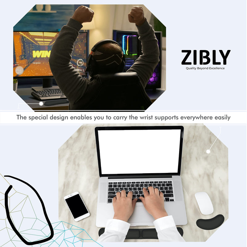 [Australia - AusPower] - Ergonomic Gel Keyboard Wrist Rest & Mousepad Rests for Computer, Silky Memory Foam for Typing, Laptop Keyboard and Mouse Desk Pads Support Hand and Arm, 2 Piece Pad for Office and Travel Black Combo 