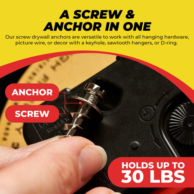 [Australia - AusPower] - QUALIHOME Double-Headed Wall Screw Anchors - Drywall Screw & Anchor in One for Items up to 30 Lbs. - Bear Claw Mounting Screws for D-Rings/Sawtooth/Wire/Keyholes - Hang Pictures/Mirrors (Pack of 25) 