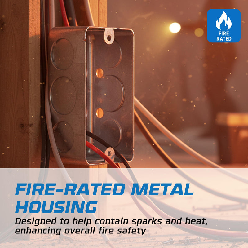 OHLECTRIC 4x2 inch Electrical Handy Box (10-Pack) Steel Metal Outlet Boxes with 1/2" & 3/4" Knockouts, 2-1/8 Inch Deep 17 Cu. in. Steel Junction Box Utility Box 2-1/8" Deep with 1/2" & 3/4" Knockouts 10