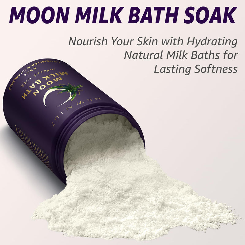 Cleansing Sage Moon Milk Bath Soak - Lavender Chamomile - Moisturize & Soften Skin Spiritual Stress Relief Gifts for Women Destress Luxury Spa Bath Salt Powder Birthday Perfect Stocking Stuffers