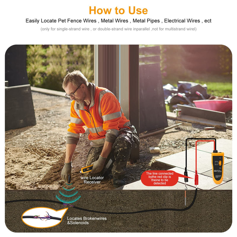 [Australia - AusPower] - Kolsol F02 Underground Cable Detector, Earth Cable Detector with Headphones, Cable Tester for Pet Fence Cable, Underground Cable, Irrigation Control Wires 