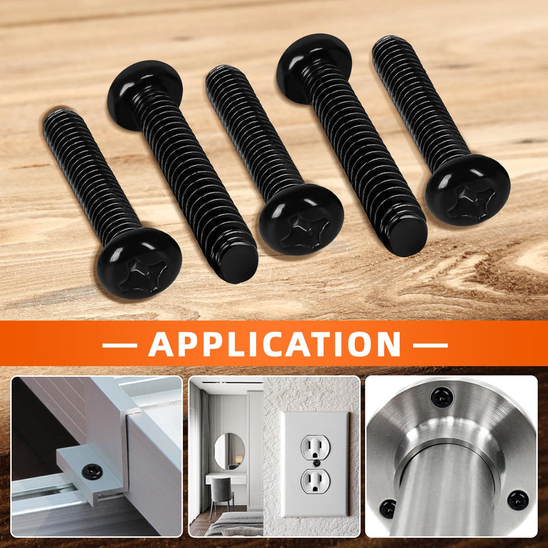 [Australia - AusPower] - M3 x 10mm Pan Head Machine Screws, Cross Screw, 304 Stainless Steel, Black Finish, 50 PCS M3 x 10mm 