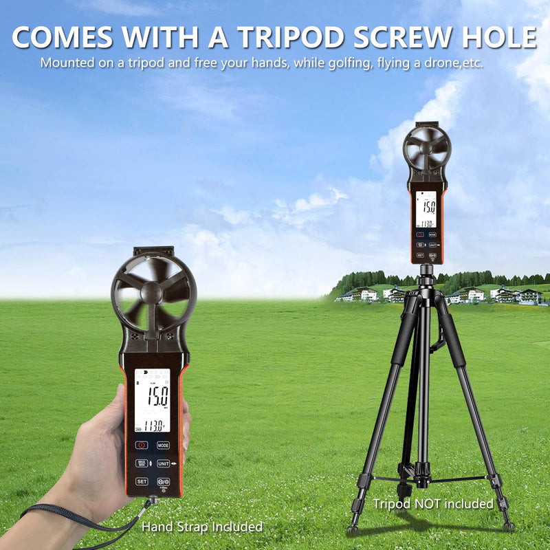[Australia - AusPower] - Air Flow & Wind Speed Meter, Handheld CFM Anemometer with Waterproof Touch Button, CFM Meter Gauge Air Velocity Measuring Device for HVAC Outdoor [Rechargeable] 