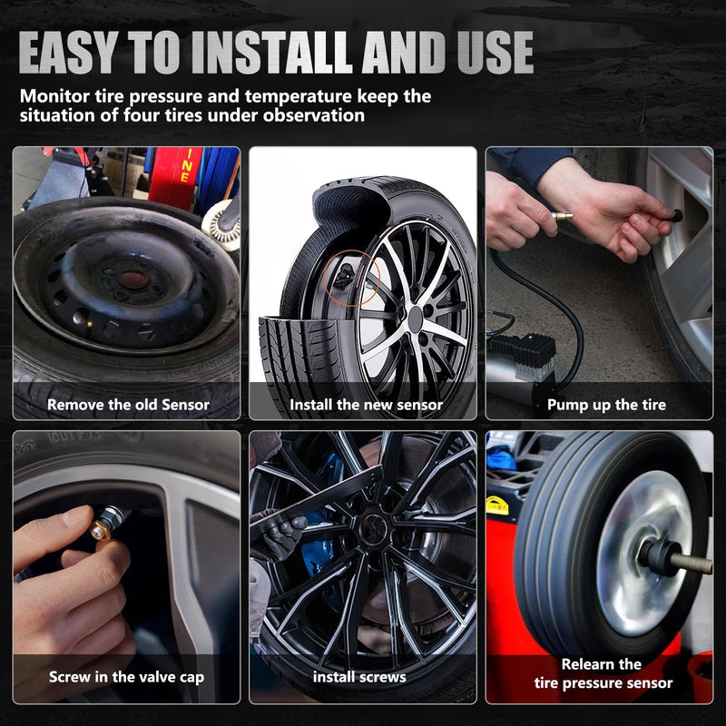 [Australia - AusPower] - TPMS Tire Pressure Monitoring Sensor Compatible with Ram 1500/2500/3500//4500/5500 & Jeep Cherokee 2014-2012 - 4PCS Pre-Programmed 433MHz - Replace#68249197AA 68239720AA 68455823AB 68455824AB 