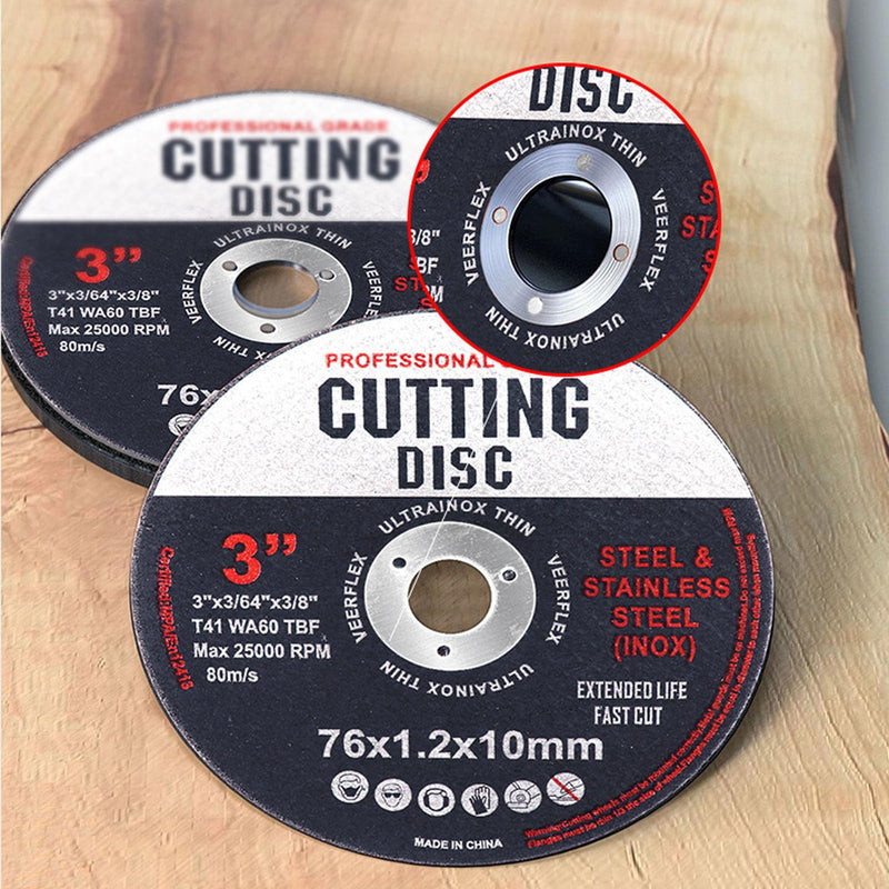 [Australia - AusPower] - Pack of 12 Cutting Discs, Cutting Disc 76 mm, Cutting Disc 76 mm Wood and Metal, Serrated Disc 76 mm, 76 mm Cutting Disc, 76 mm Sanding Disc, Black 