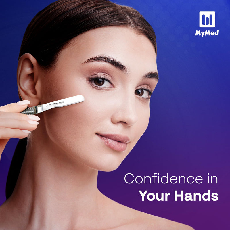 [Australia - AusPower] - 14R Blades Dermaplaning Razors Pack of 100 Blades 14, Size 14 Scalpel Blades, High Carbon Steel Dermablade Dermaplane Blades 14R Blade by Mymed (#14R) 