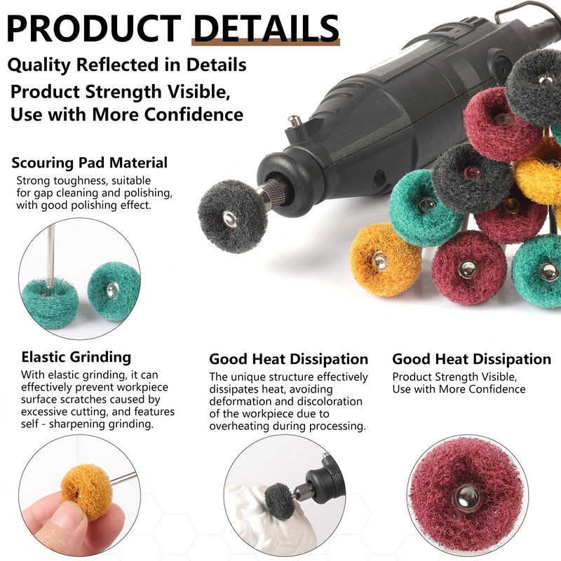 120 PCS Double-Layer Buffing Pads, Multi-Grit Abrasive Wheels (80/150/240/400) for Dremel & Drill | Yellow, Green, Red, Black Polishing Discs Kit ABW Mix Color 120pcs