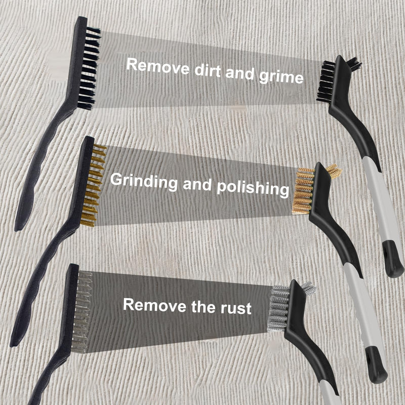 [Australia - AusPower] - Wire Brush Set 6Pcs, Scratch Brushes with Brass/Stainless Steel/Nylon Bristles & 2Pcs Paint Scrapers - Deep Cleaning for Paint Scrubbing, Rust & Dirt Removal and Kitchen Cleaner . Stainless Steel-1 