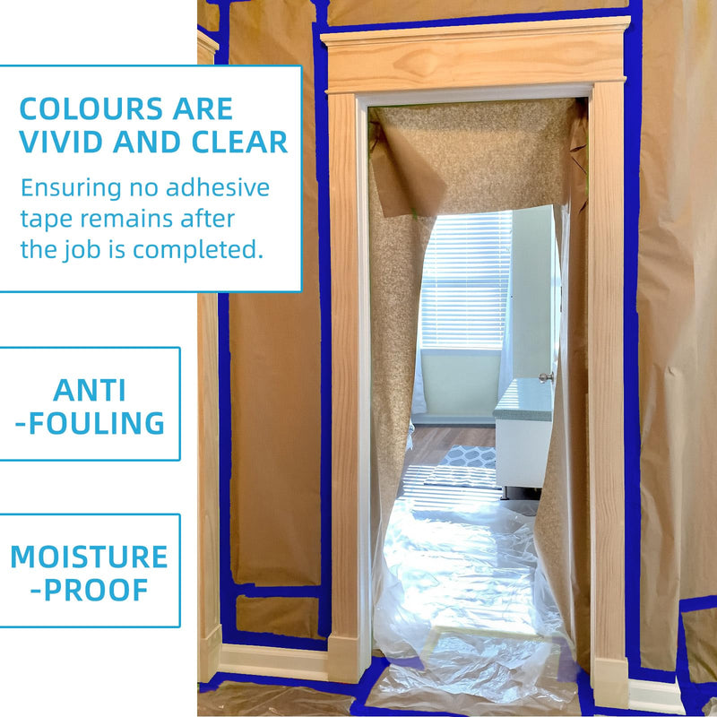 Blue Stucco Tape, 2 Inch x 60 Yards x 2 Roll, UV-Resistant Blue Stucco Tape, Waterproof Polyethylene Masking Tape for Home Renovation, Construction, Surface Protection, Tile Scratch Prevention 2 Rolls