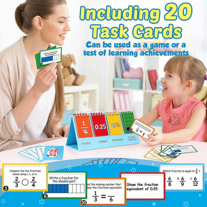 [Australia - AusPower] - Fraction Manipulatives for Elementary School, Fraction Circles & Percentage & Decimal Flip Chart, Kids Math Games Math Manipulatives for 1st, 2nd, 3rd, 4th, 5th, 6th Grade Homeschool Supplies 