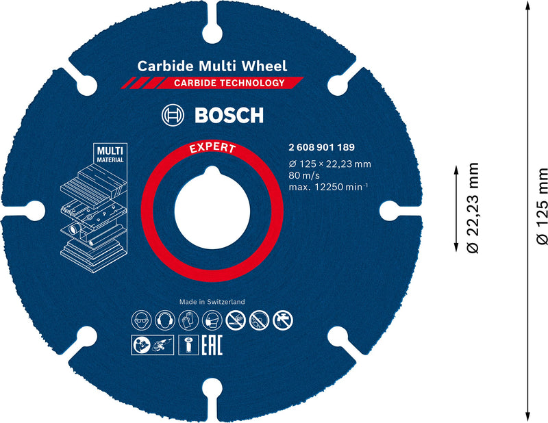 [Australia - AusPower] - Bosch Professional Expert Carbide Multi Wheel cutting discs (for Hardwood, Diameter 125 mm, Accessories Small Angle Grinder) 1 pcs Ø 125 mm M14 .NEW Version 1 piece 