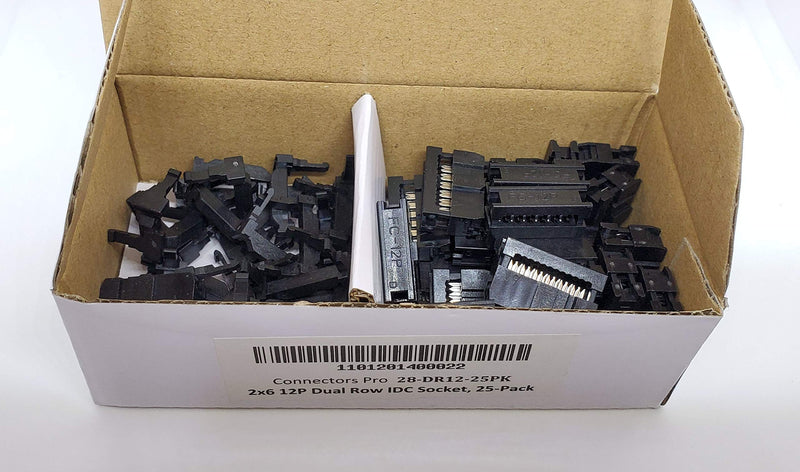 [Australia - AusPower] - Pc Accessories - Connectors Pro 25-Pack 2X6 12P FC 2.54mm 0.1" Pitch Dual Row IDC Sockets for Flat Ribbon Cable, 12 Pins Female Connectors 25-PK 