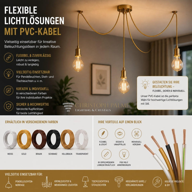 10 m Power Cable Brown 3 x 0.75 mm² 3-Core H03VV-F PVC Electrical Cable Flexible Hose Line 10 metres