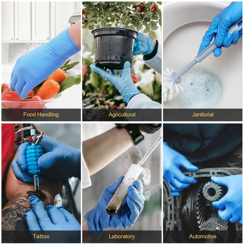 [Australia - AusPower] - Disposable Nitrile Gloves 6 mil Blue Heavy Duty Disposable Gloves, Cooking Mechanic Gloves, Latex Free Powder Free 100 Large (Pack of 100) 