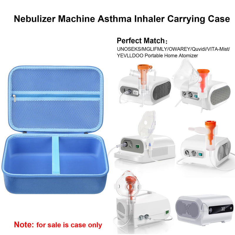 [Australia - AusPower] - Elonbo Hard Case for Smart Digital Nebulizer Machine/Compression Nebulizer for Breathing Treatment, Portable Home Atomizer Travel Bag, Desktop Asthma Inhaler/Spacer Masks Storage Holder, Blue 