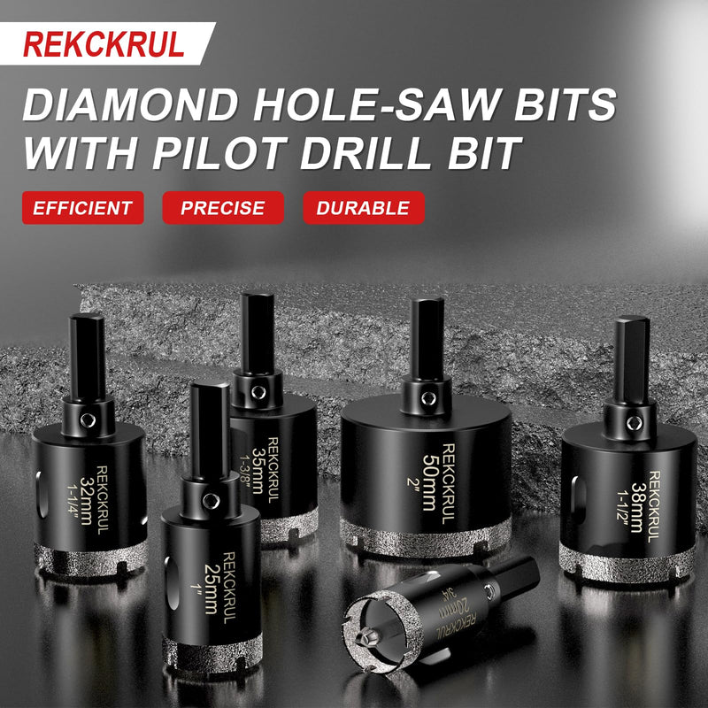 6 Inch Diamond Hole Saw with Pilot Drill Bit, Premium Tile Hole Saws for Porcelain, Ceramic, Granite, Marble, Glass - 1-3/8" Cutting Depth, Serrated Edge & Wet/Dry Use (150mm) 6 in - Single