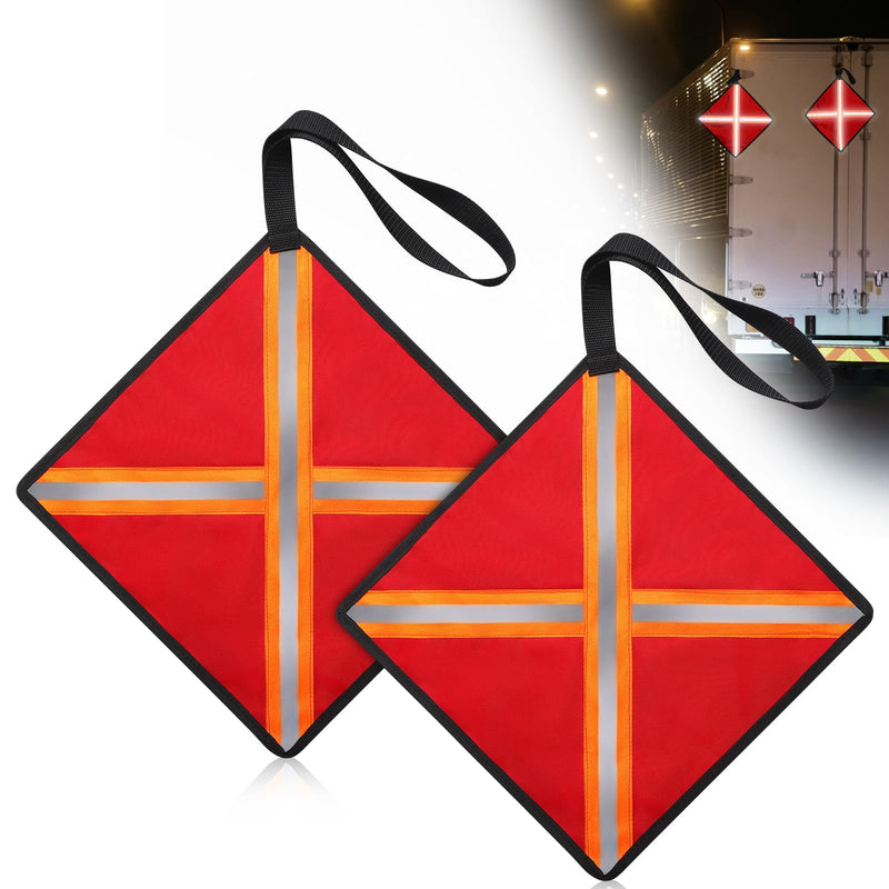 TOBWOLF Safety Flags for Trucks, 13" Reflective Red Flag for Truck Loads, High Visibility Reflective Safety Flags for Trucks Boat Kayak Canoe SUP Towing, Trailer Warning Flag Tear-Resistant Reinforced Edge, Weather Proof