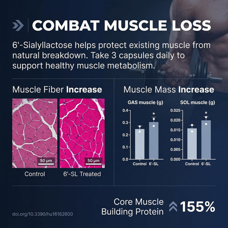 Muscle Health - Made in USA - Enhance Muscle Mass & Strength, Fast Workout Recovery, Reduce Fatigue & Boost Exercise Performance, 6-Sialyllactose (6-SL), 900mg, 90 Tablets (1 Pack) 90 Count (Pack of 1)
