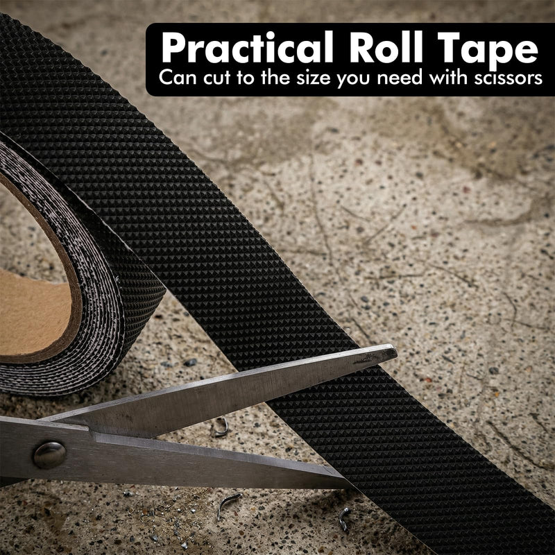 Rubber Grip Tape Anti Slip Tape, Ultra-Thin Strong Adhesive Anti-Slip Waterproof Heat Resistant Wear-Resistant Cushion Pad, Making Handles or Contact Surfaces Safer（Black, 1In x 16Ft）