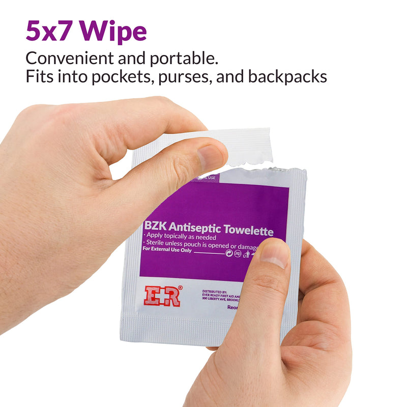 [Australia - AusPower] - Ever Ready First Aid Benzalkonium BZK Wipes, 5x7, 100 Count 100 Count (Pack of 1) 