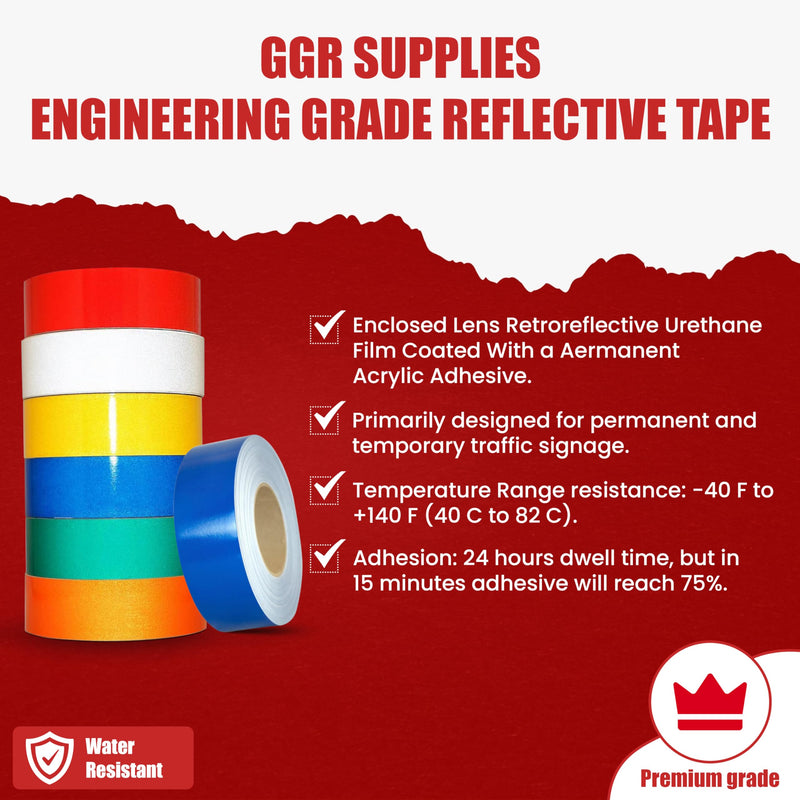 GGR Supplies T.R.U. REF-7 Red Engineering Grade Reflective Tape: 1 in. Wide x 30 ft. Length 1 in. (Pack of 1)