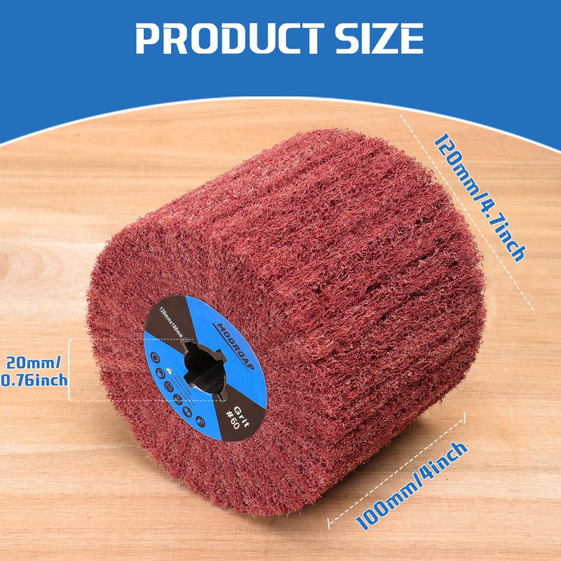 [Australia - AusPower] - MOGRQAP Sanding Roller Brush Grit 60 Sanding Sleeves Sanding Roll Brush Sanding Rollers for Satin Machine Brush Machine Wood Metal Surface Polishing 60 Grit 