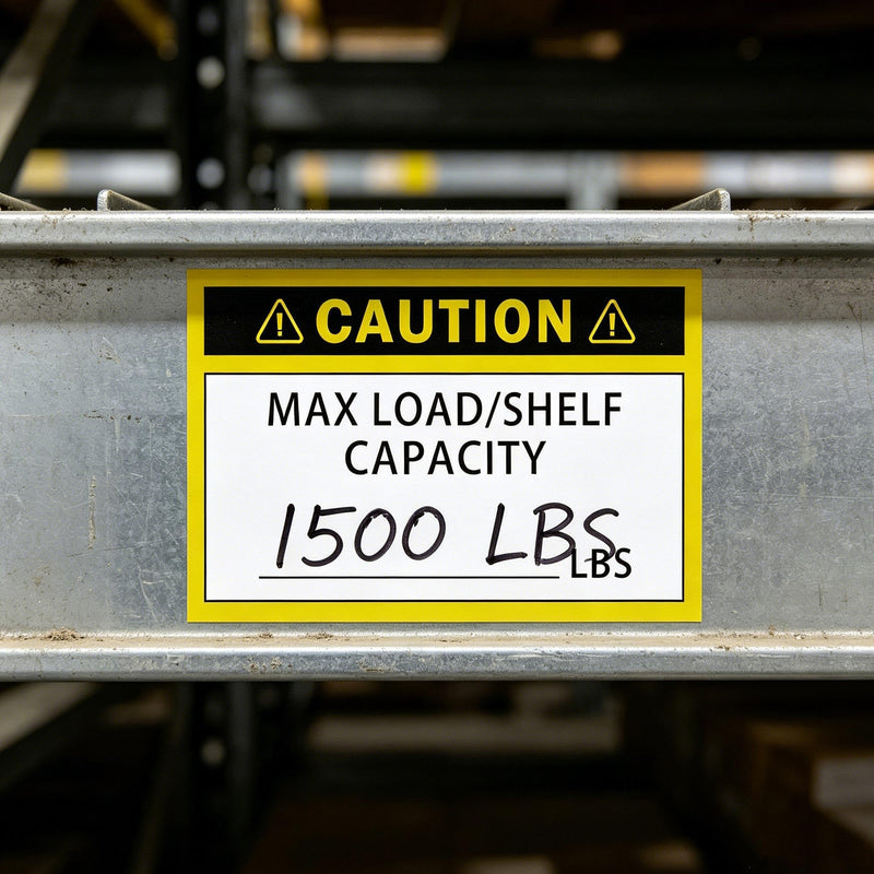 Pallet Rack Capacity Labels 3x4-Inch Caution MAX Load/Shelf LBS Warning Stickers - 50 Pcs/Pack Industrial Strength Sticker for Warehouse Safety (yellow) yellow