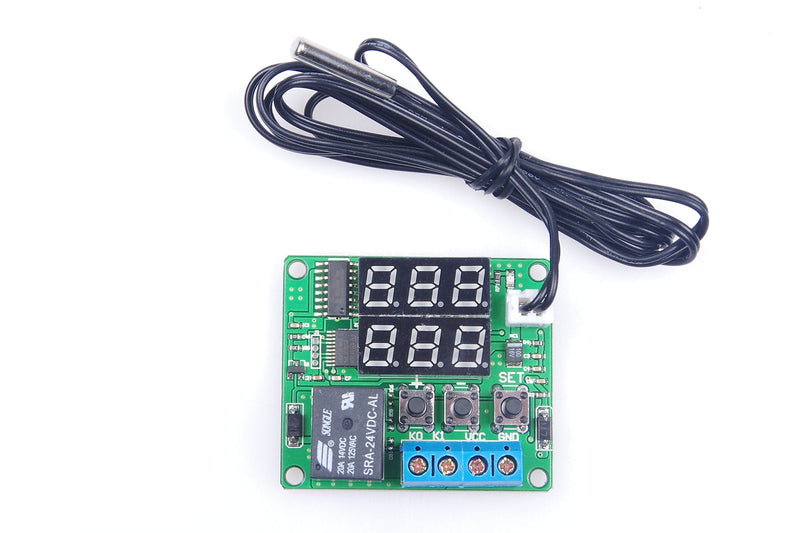 [Australia - AusPower] - DC 24V Digital Thermostat Module -58℉ to 257℉ Fahrenheit Temp Display Temperature Controller Board with 20A Relay Waterproof Sensor Probe Dual LED Display Red Blue 