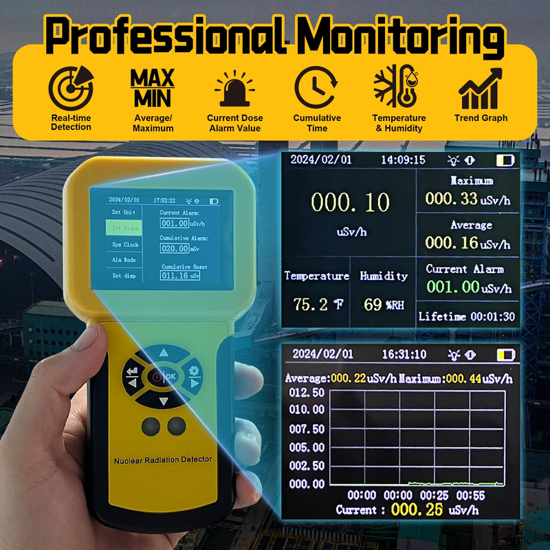 [Australia - AusPower] - Geiger Counter Kethvoz Nuclear Radiation Detector with Alarm Detects Radioactivity Beta X-Ray Gamma Radiation Meter Rechargeable Nuclear Radiation Detector KE-886A 