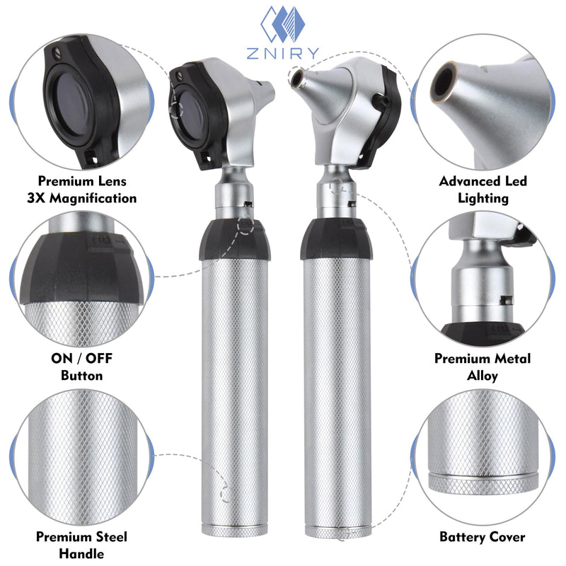 [Australia - AusPower] - Beta 2000 FiberOptic Otoscope with C Cell Battery Handle Set Fiber-Optic LED Otoscope with 10 Disposable Tips/Medical School kit 