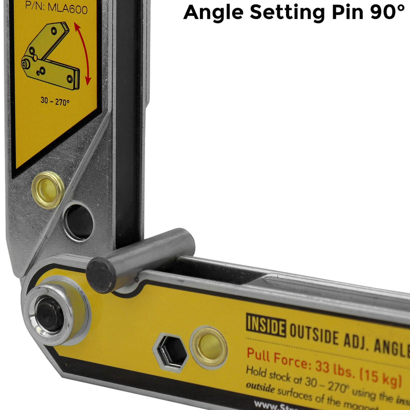 Strong Hand Tools Adjustable Angle Magnetic Square, Angle 30°-270°, Inside/Outside Magnets, Angle Setting Pin, Mag. Pull Force 26 lbs, Welding Square, "4.7", MLA450, Strong Hand Tools 4.7"