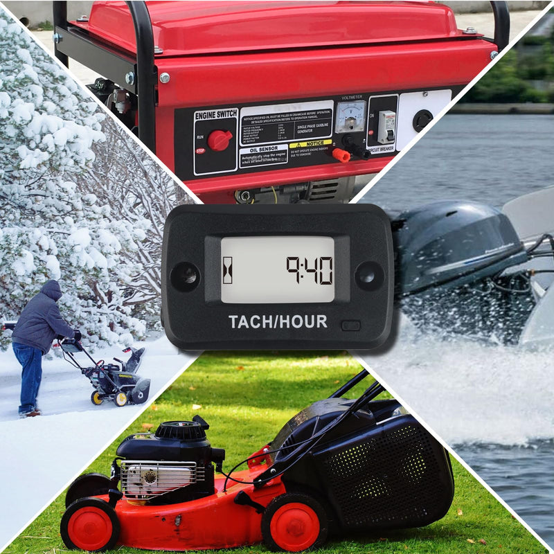 NR-HM019R Waterproof Digital LCD Hour Meter Speedometer Maintenance Meter for Petrol Engines, Paramotors, Chainsaws, Generators, Mowers, Model Boats