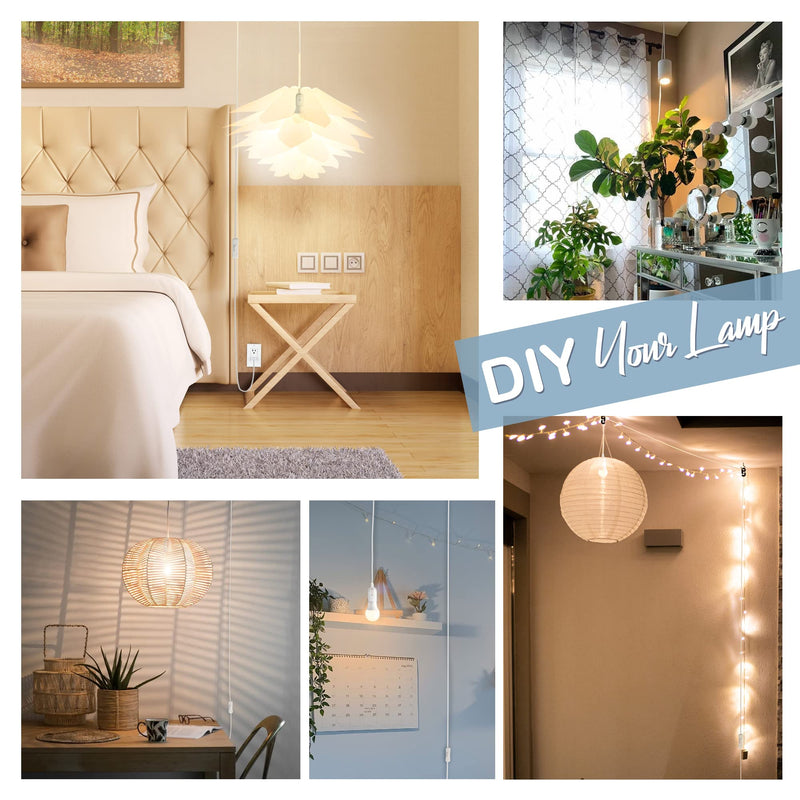 [Australia - AusPower] - JACKYLED 20Ft UL Approval Extension Hanging Lantern Pendant Light Lamp Cord Cable 360W Suitable for E26 E27 Socket with On/Off Switch for Paper Lantern 1 