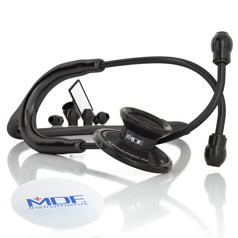 [Australia - AusPower] - MDF Instruments Acoustica Lightweight Stethoscope for Doctors, Nurses, Students, Black + MDF LUMiNiX Illuminator Medical Professional Diagnostic Penlight 