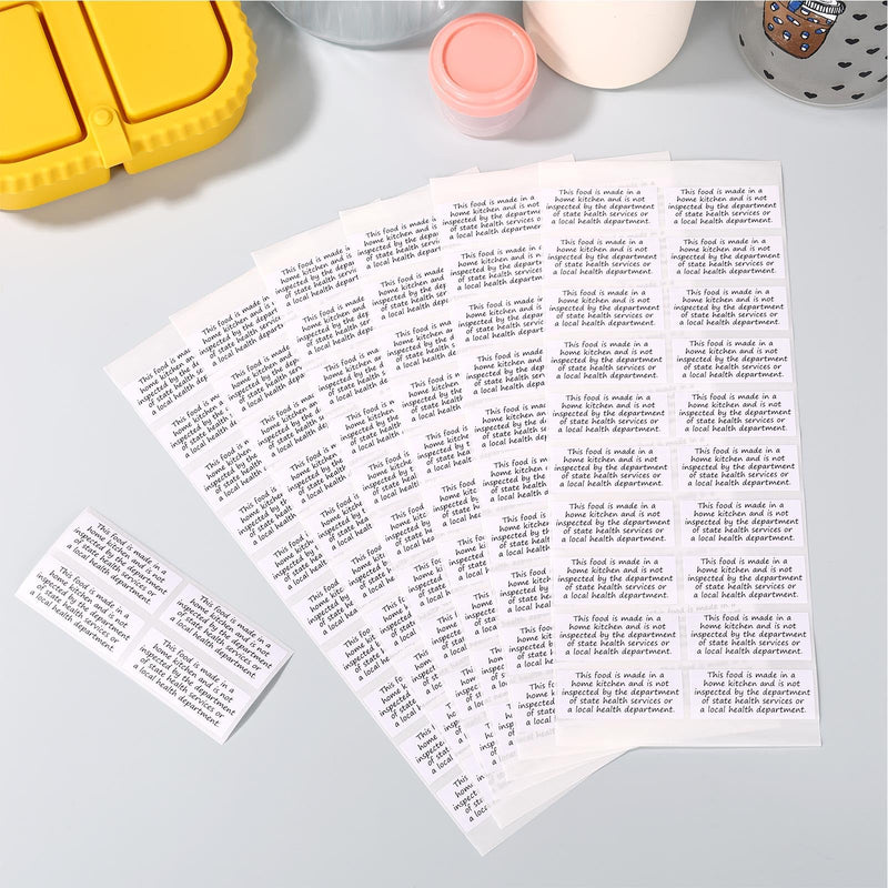 500pcs Cottage Food Law Labels Stickers, 5x2cm/2x0.79in Thermal Paper Self-Adhesive Labels Made in Home Kitchen Inspection Statement for Homemade Bakery Food Packaging