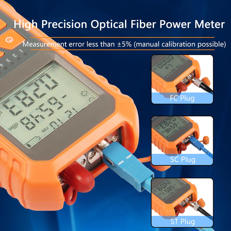 [Australia - AusPower] - SinLoon Fiber Optic Power Meter, Fiber Optic Tester, Portable Network Cable Tester, FC/SC/ST, Universal Interface, Fiber Optic Tester, 2MW, Visual Fault Location, LED Lighting, OPM/VFL 