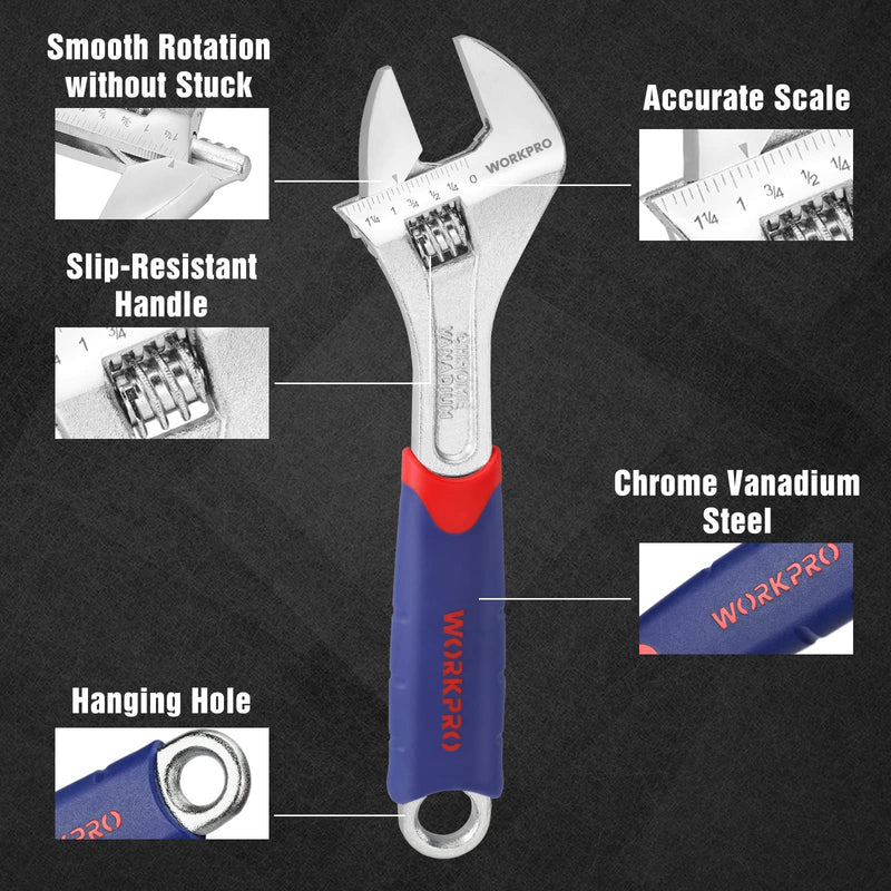 [Australia - AusPower] - WORKPRO Torpedo Level & WORKPRO 3-piece Adjustable Wrench Set 