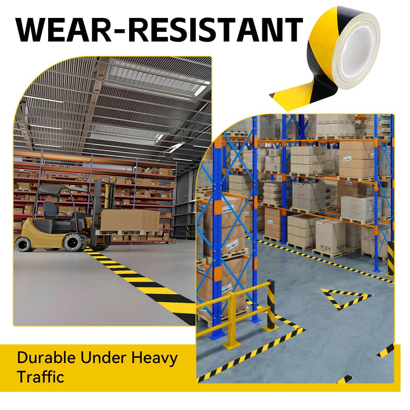 Black and Yellow Heavy Duty Duct Tape 2 in x 120 ft | Water-resistant, tearable tape with strong adhesive for repair, packing, crafts and automotive use 2In X 120ft Multicolored