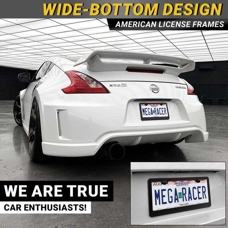 Premium Matte Black License Plate Frames – 2 Pack, Rust-Free Stainless Steel, Rattle-Free, Universal with Screw Caps, Slim-Top Design, Thin Rigid Metal Front & Rear Car Tag Holders - for Men & Women 2 Piece