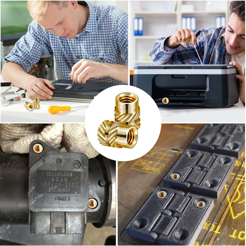 [Australia - AusPower] - 432 Pcs Threaded Inserts for Plastic Heat Set Insert M2 M2.5 M3 M4 M5 M6 Brass Metric Knurled Nuts Kit for 3D Printing Automotive Plastic Shell 